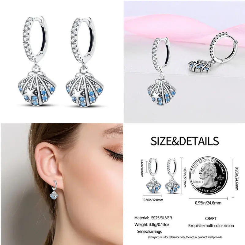 2024 Hotsale Ohrringe aus 925er-Sterlingsilber, Creolen mit Pavé-CZ-U-Form, Zirkon für Frauen, funkelnd, mit Größe, Modellanzeige