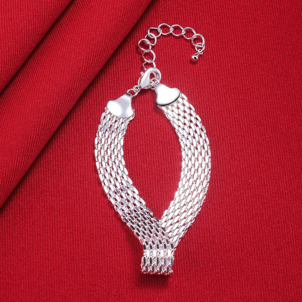 Heiße neue Armbänder aus 925er Sterlingsilber für Frauen, exquisite Mode, Webkette, Hochzeit, Party, Weihnachtsgeschenke, Schmuck