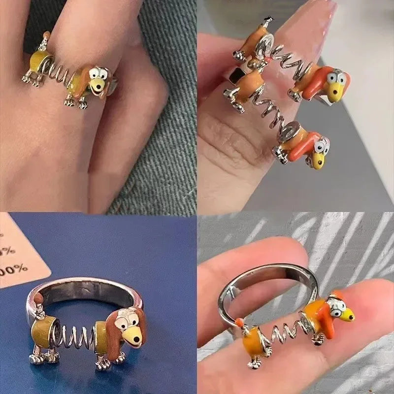 Personalisierte süße Dackel-Hunderinge für Damen und Herren, neue verstellbare Hunderinge im Frühlingsdesign, Paare/Freundschaft/Familienparty-Geschenk