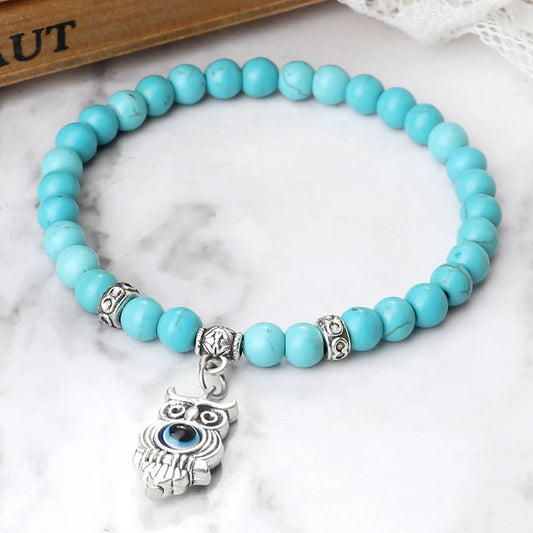 Natürliche blaue Türkis Stein Perlen Armbänder für Frauen türkische böse Blick Energie Perlen Armbänder türkischen Mann Schmuck Freund Geschenke