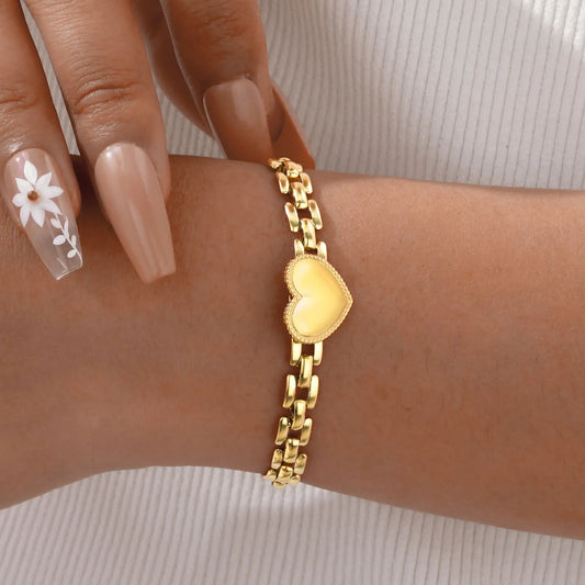 Trendiges Liebes-Herz-Armband für Frauen, Edelstahl-Armband mit Kettenarmbändern, exquisiter Party-Schmuck, Muttertagsgeschenk