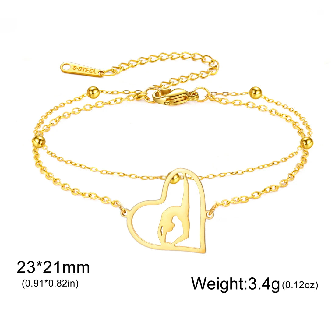 EUEAVAN Edelstahl Gymnastik Armbänder für Frauen Mode Herz Tänzerin Sport Armband Geburtstag Party Schmuck Großhandel