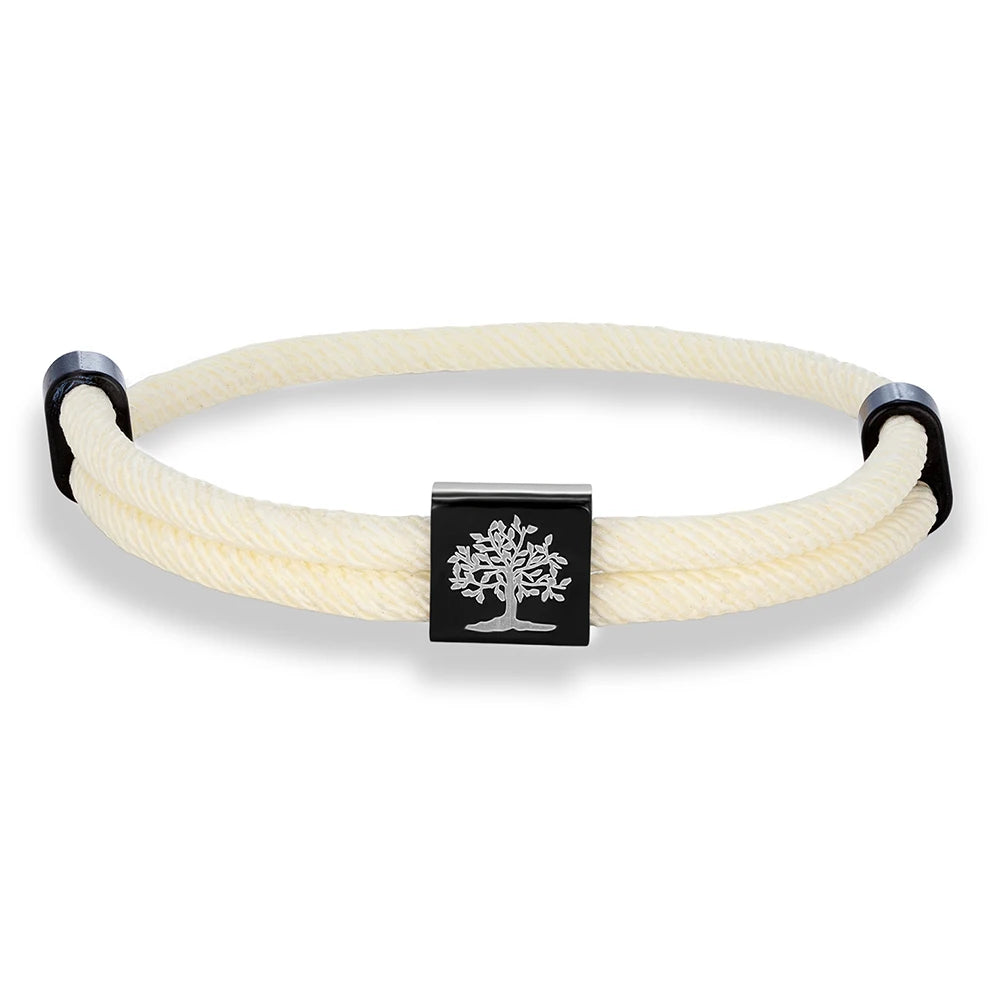 MKENDN Handgefertigtes marineblaues geflochtenes Seilarmband aus Edelstahl. Der Baum des Lebens, quadratische Armbänder für Männer und Frauen, Paarschmuck