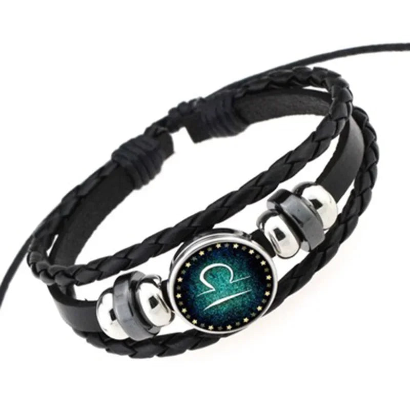 Mehr schicht iges Leder armband 12 Sternbild Sternzeichen Herren Damen geflochtene Armbänder Leo Skorpion Jungfrau Schmuck
