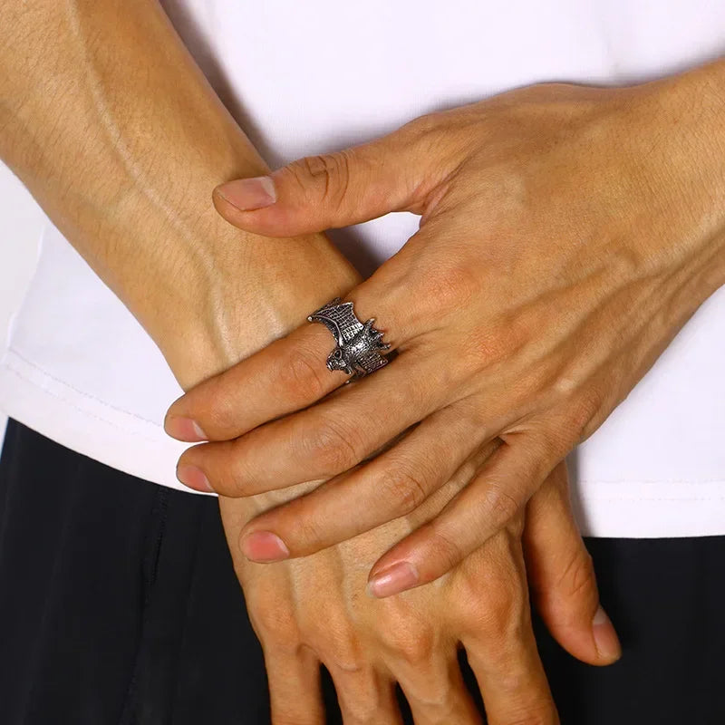 1-teiliger Vintage-Ring für Damen und Herren, Tierringe, Fledermaus, offener verstellbarer Ring für Herren, Halloween-Persönlichkeit, Flügelringe