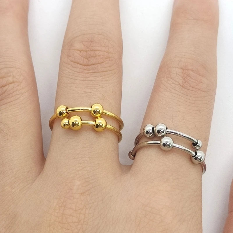 Punk Angst Ringe für Frauen Männer Spirale Zappeln Perlen Ring 2024 Trend Schmuck frei drehen Anti Stress Edelstahl Ring Geschenk