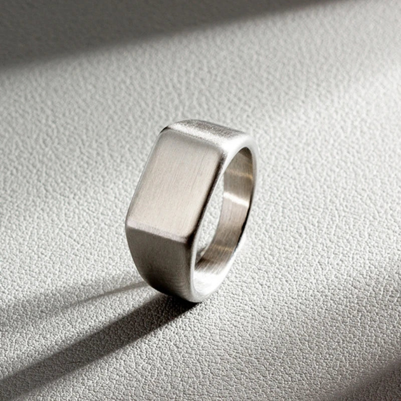 HNSP 316L Edelstahlring für Männer 2024, glatte rechteckige Dichtungsringe, Fingerschmuck, Zubehör