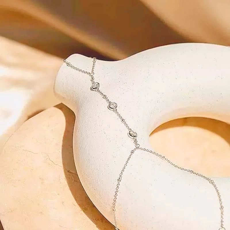 LATS Neues Böhmen-Kristall-Armband für Frauen, einfache dünne Kette, Finger-Hand-Schmuck, Accessoires, Geschenk
