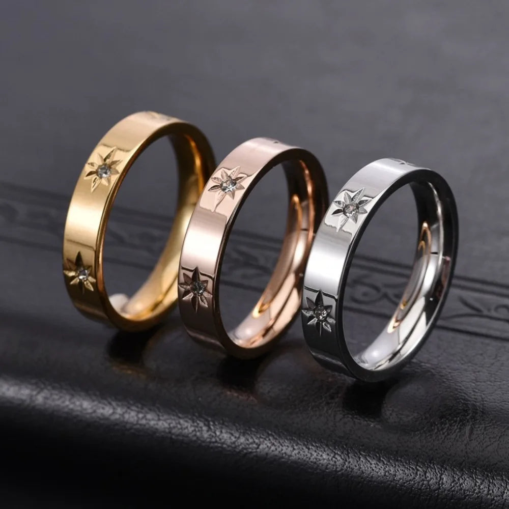 Kolmnsta Neue 4mm Sonnenblume Titan Stahl Ring Für Frauen Vergoldet Kubikzircon, Verlobung, Hochzeit Ringe Paar Schmuck geschenke