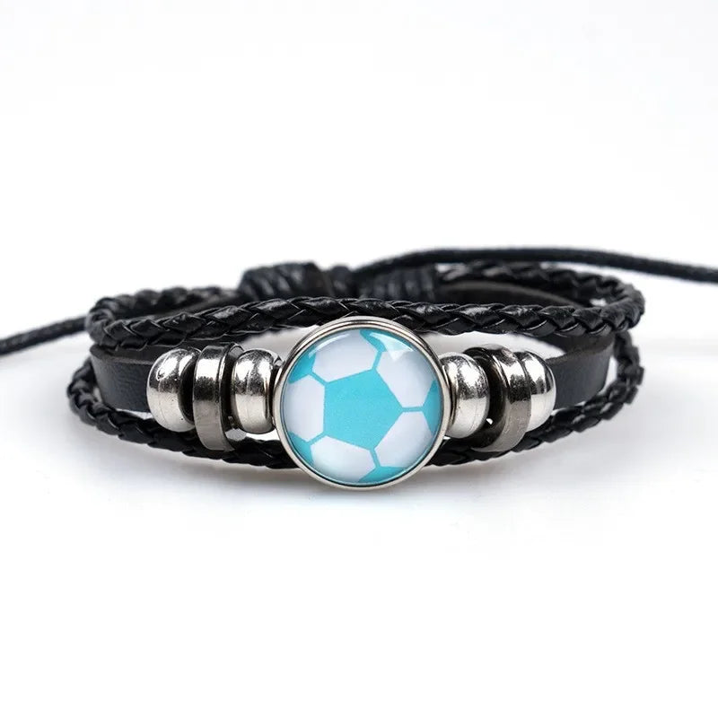 Mode Fußball Sport Armband Für Männer Fußball Basketball Tennis Charme Geflochtenes Leder Armband Frauen Verstellbare Kette Schmuck