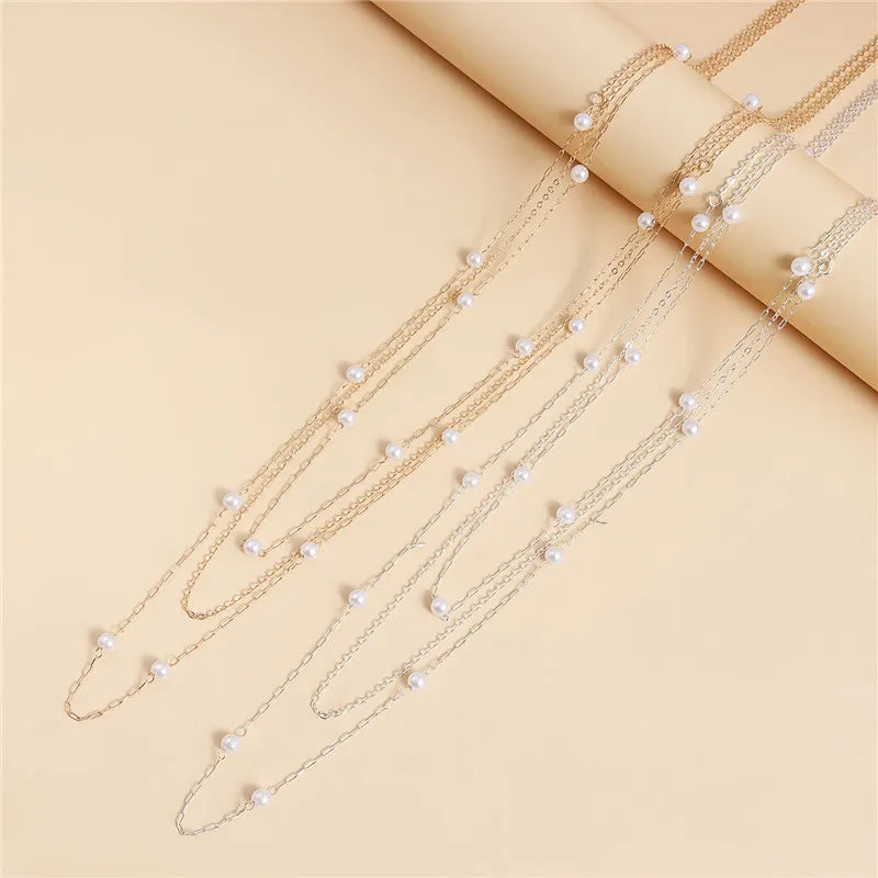 Mode Multilayer Ball Perlen Kette Halsketten für Frauen Trendy Halsband Kragen Minimalistischen Schmuck Weibliche Pullover Kette Halskette