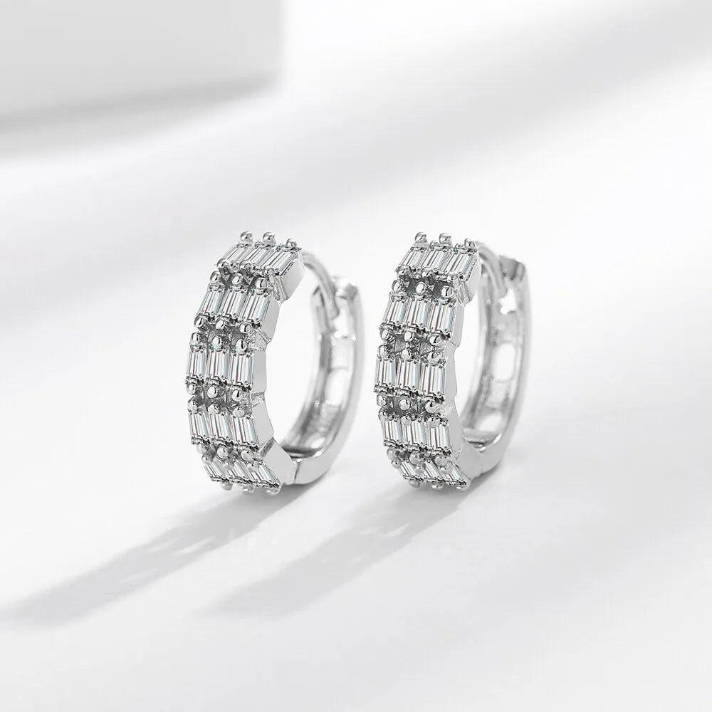 Creolen aus 925er-Sterlingsilber, Nadel, rosa Kristall, Herz-Creolen für Damen, modische geometrische Anhänger-Ohrringe, Luxus-Schmuck, Geschenke