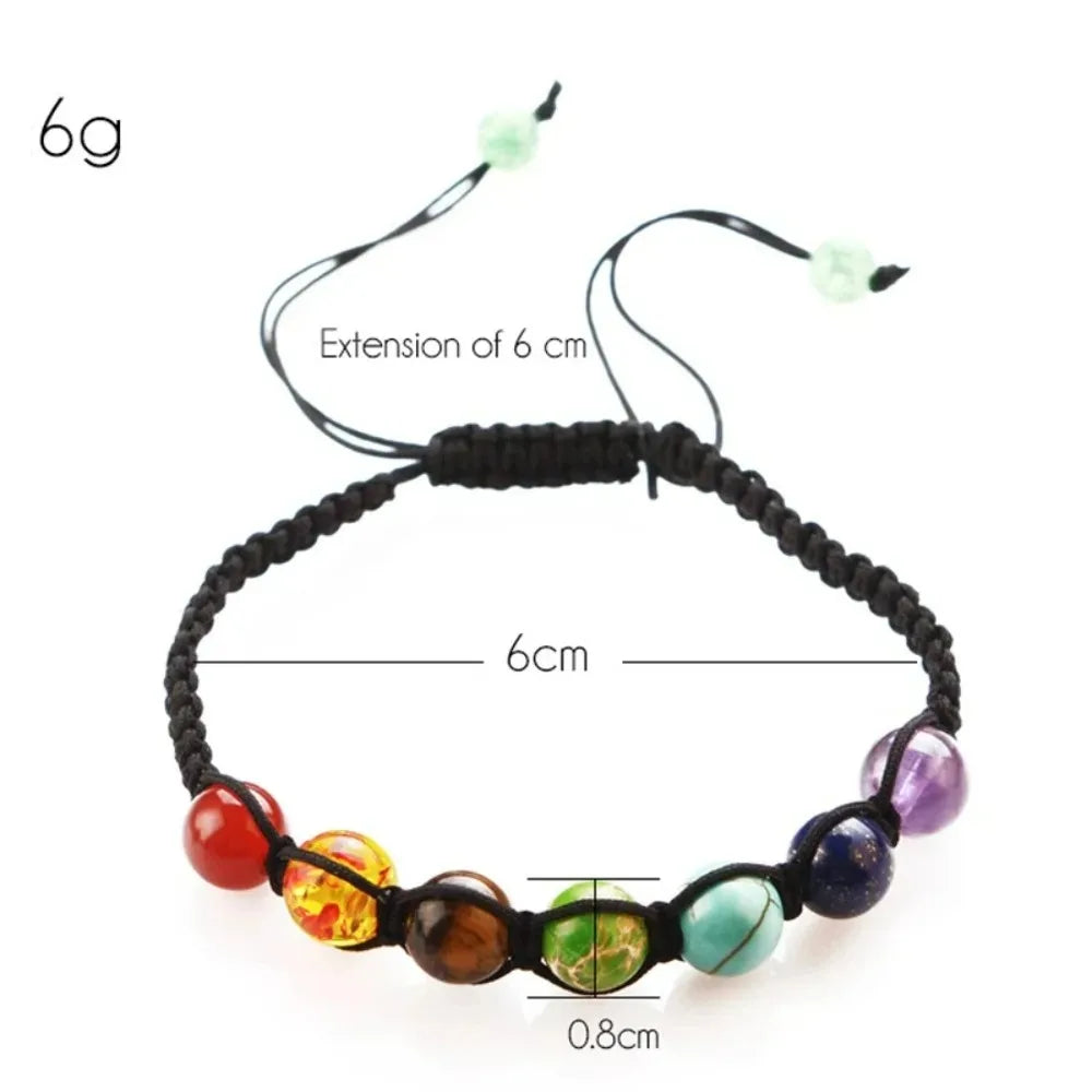 Mode Klassische 7-Chakra Perlen Armband Yoga Reiki Energie Balance Armreif Naturstein Schwarz Seil Heilung Armbänder Frauen Männer