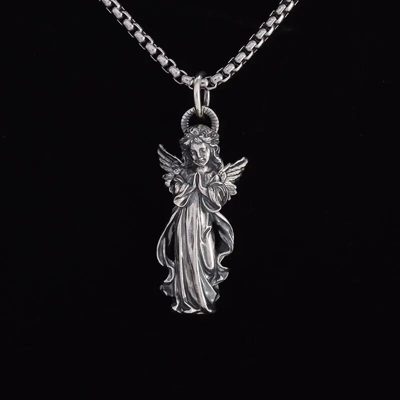 Versilberte Anime Mecha Schönes Mädchen Mädchen Anhänger Halskette Männer und Frauen Hip-Hop Rock Punk Trendy Schmuck Geschenk