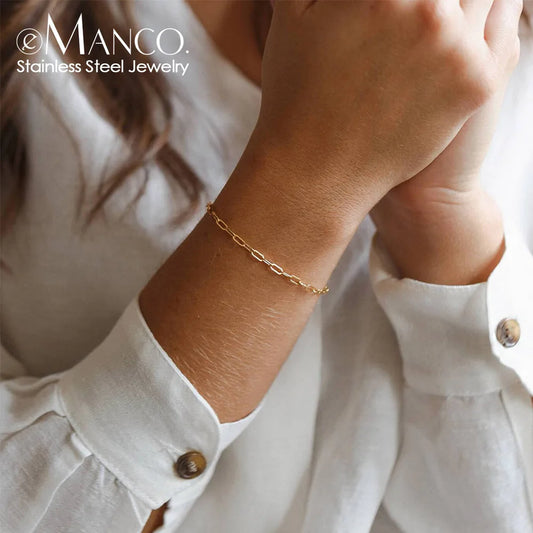 Emanco Edelstahl verstellbare quadratische Draht kette Armband Damen minimalist ischen Mode accessoires Großhandel