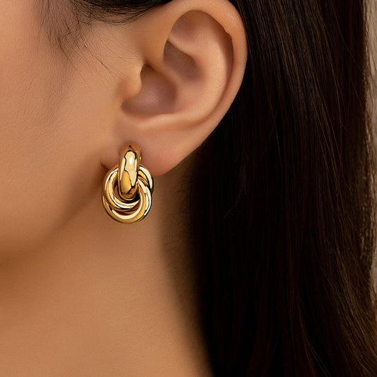 Gold Silber Farbe Knoten Creolen Für Frauen Glänzende Beschichtung Trendy Ohrring Stud Nette Täglichen Verschleiß Schmuck