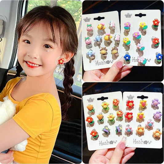 Neue 10 stücke Nette Mädchen Ohrringe Ohr Clip Kein Ohr Loch Blume Ohrringe Kinder Prinzessin Mädchen Geburtstag Geschenke Kinder Zubehör