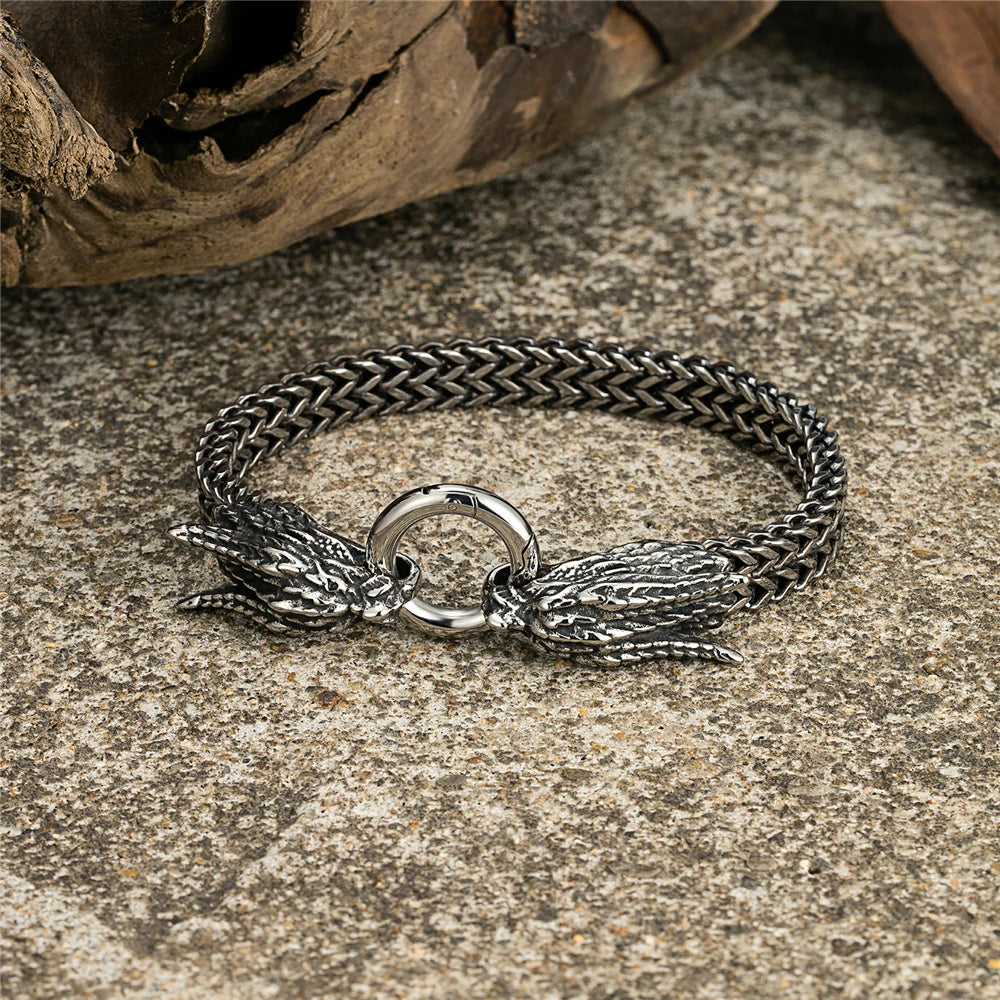 Vintage Drachenfamilie Drachenkopf Armbänder Herren Punk Edelstahl Kubanische Kette Biker Armband Ethnischer Charme Männlicher Schmuck Geschenk