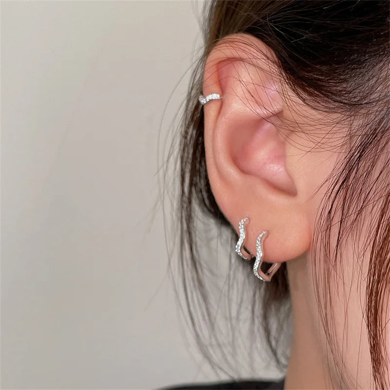 1PCS Edelstahl Minimal Creolen Kristall Zirkonia Kleine Huggie Dünne Knorpel Ohrring Helix Tragus Piercing Schmuck