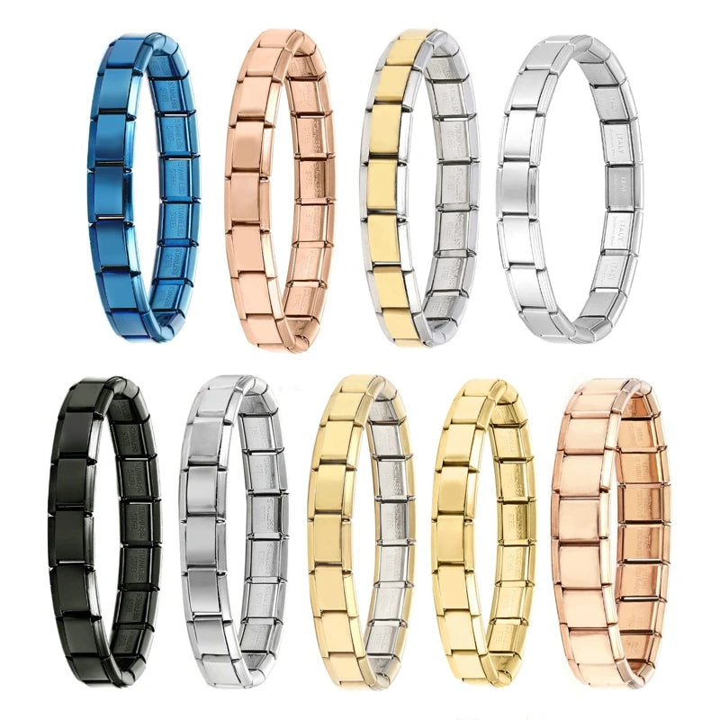 Neue frauen männer Schmuck DIY 9MM Breite Italienische Elastische Charme Armband Einfarbig Edelstahl Mode Armreif
