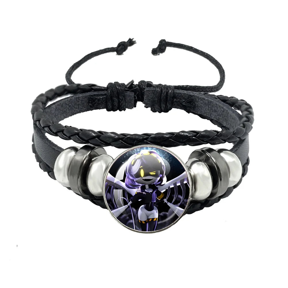 Murder Drone Uzi x N Cartoon Cabochon V Fan Art Armbänder Kunst verstellbares Lederseil Armband Armreifen handgefertigte Schmuckgeschenke