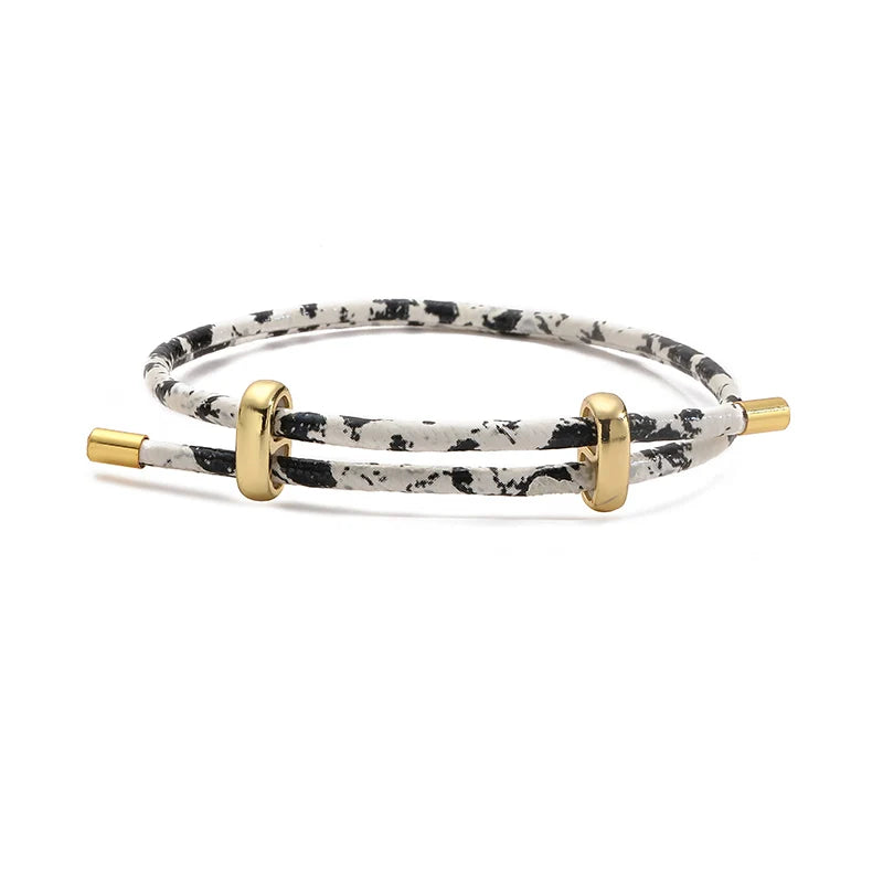 HECHENG, Rindruck, Schlangenmuster, Leopardenmuster, schlicht, modisch, PU-Leder, verstellbares Armband, Paarschmuck, 1-teilig
