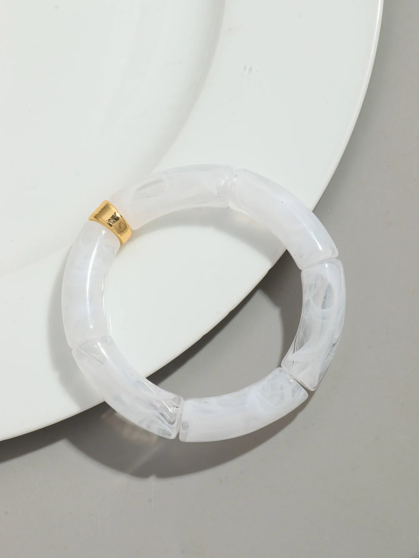 Bohomia Acryl-Design-Stil, klobiges Bambus-Stapelarmband für Damen, Boho, elastisch, bunt, Röhrenperlen, Armbänder 2024, Schmuck