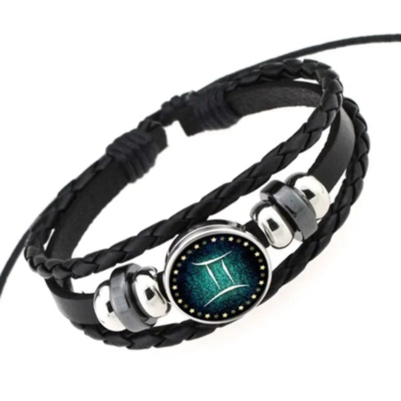 Mehr schicht iges Leder armband 12 Sternbild Sternzeichen Herren Damen geflochtene Armbänder Leo Skorpion Jungfrau Schmuck