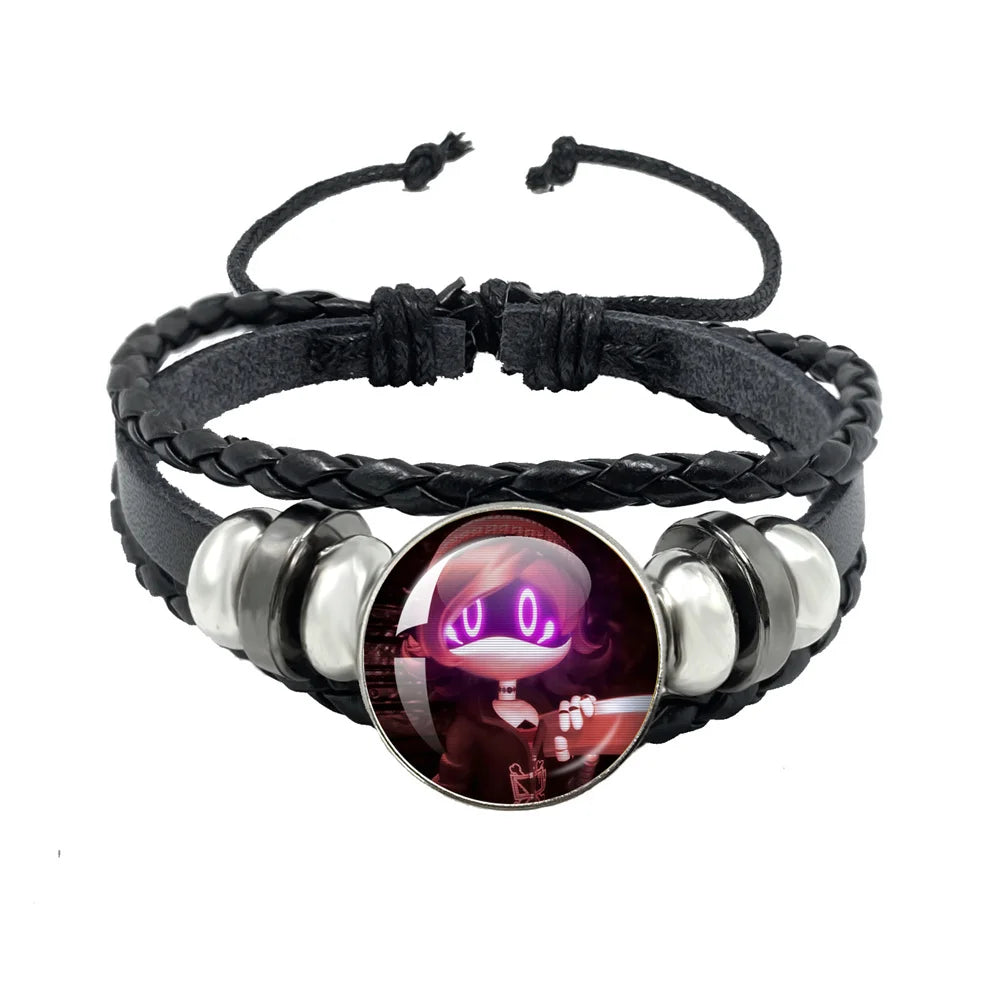 Murder Drone Uzi x N Cartoon Cabochon V Fan Art Armbänder Kunst verstellbares Lederseil Armband Armreifen handgefertigte Schmuckgeschenke