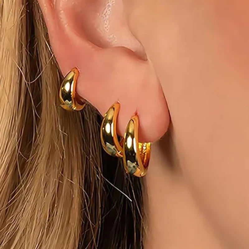 6 teile/satz Edelstahl Minimalistischen Creolen für Frauen Kristall Zirkonia Huggie Kreis Punk Ohrringe Piercing Schmuck Trendy