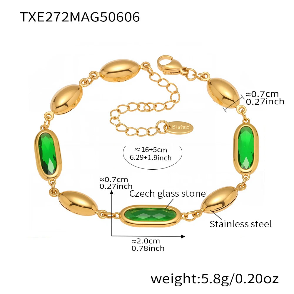 Edelstahlarmband mit mehreren glänzenden Streifen, facettiertes tschechisches Kristallglas für Damen, 18 Karat vergoldet, luxuriöse Damenarmbänder