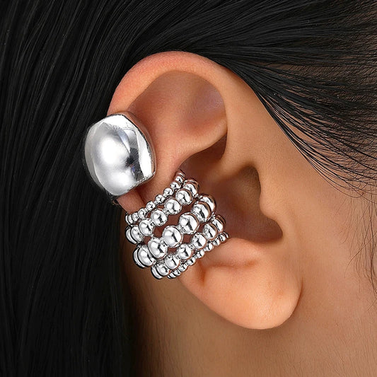 Mode 2Pcs Übertrieben C-Förmigen Ohr Clip Ohrringe für Frauen Silber Farbe Einzigartige Persönlichkeit Ohrring Party Täglichen schmuck
