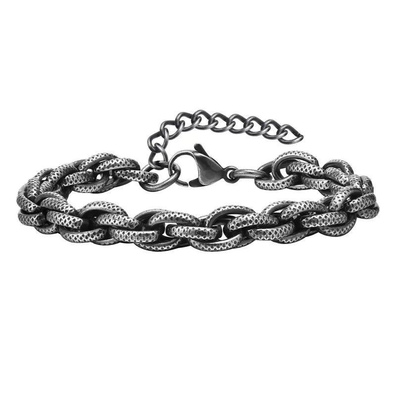 Hiphop 8mm handgefertigte Gliederkettenarmbänder für Männer Teenager Jungen, Punk Vintage Edelstahl Kettenarmband Schmuck Geschenke