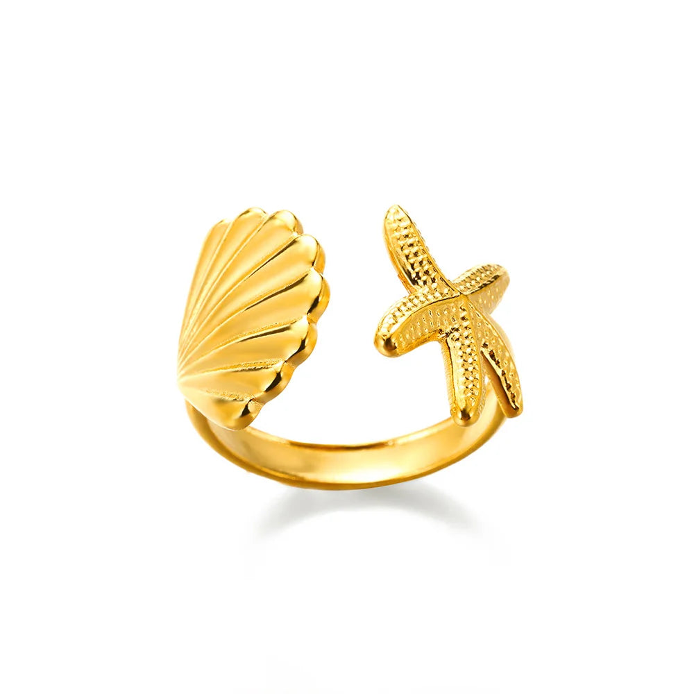 Minimalistische Textur Edelstahl Geometrische Ringe für Frauen Gold Farbe Öffnung Paar Ring Ästhetische Hochzeit Weihnachten Schmuck