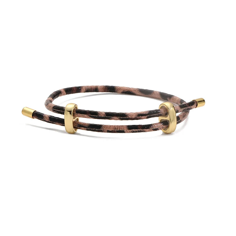 HECHENG, Rindruck, Schlangenmuster, Leopardenmuster, schlicht, modisch, PU-Leder, verstellbares Armband, Paarschmuck, 1-teilig