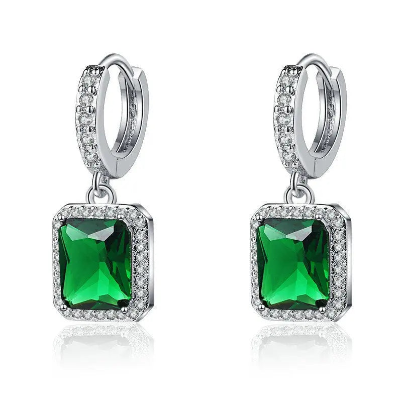 Creolen aus 925er-Sterlingsilber, Nadel, rosa Kristall, Herz-Creolen für Damen, modische geometrische Anhänger-Ohrringe, Luxus-Schmuck, Geschenke