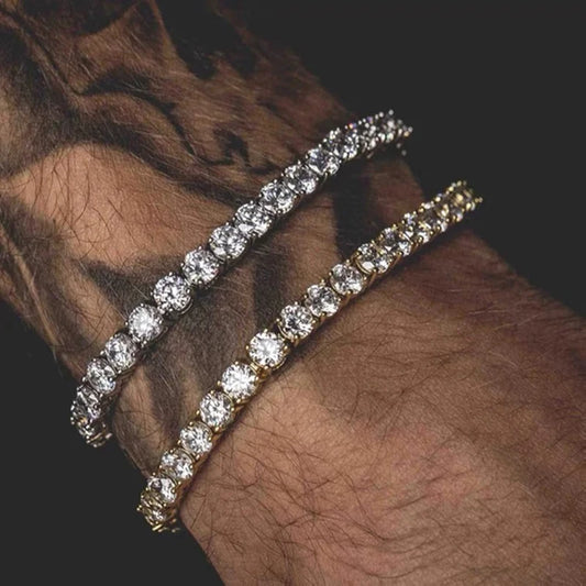 Hiphop Tennis Armband Homme Iced Out 3/4/5mm Zirkonia Herren Kristall Kette auf Der Hand Hip-hop Streetwear Schmuck Männlich H086