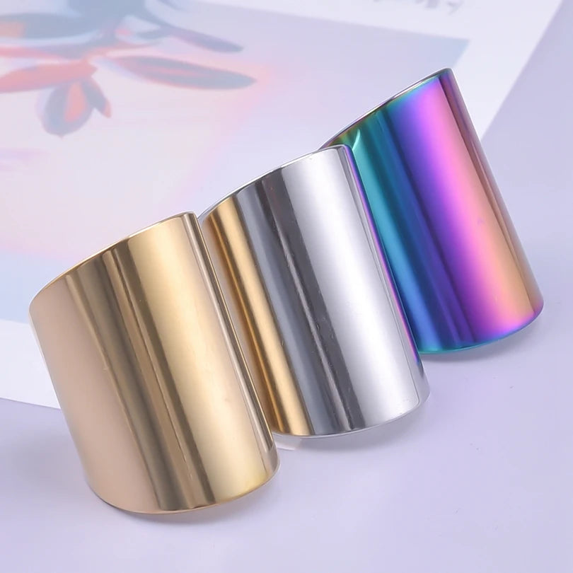 1/2/3 stücke mischen Farbe klobigen breiten Ring offene Edelstahl ringe für Frauen Männer Accessoires unregelmäßige Oberfläche kpop Modeschmuck