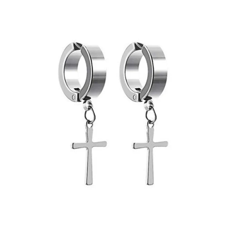 2-teiliges Punk-Ohrstecker-Set für Herren mit starkem Magnet, nicht durchdringende Ohrringe, gefälschte Kreuz-Ohrringe, Geschenk für Freund, Liebhaber, Schmuck