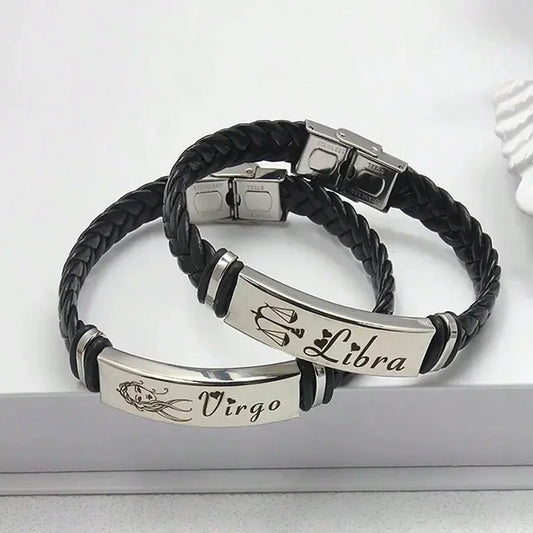 Zwölf Sternbild Charm Armband 12 Sternbild gewebtes Leder armband geflochtener Armreif Schmuck Handgelenk Geschenk zubehör