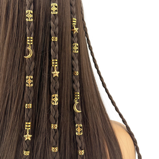 35 Stück Sterne und Mond Combo Dreadlock Haarperlen Schmuck Haarringe Accessoires Geschenke für Mädchen und Frauen Dating-Partys