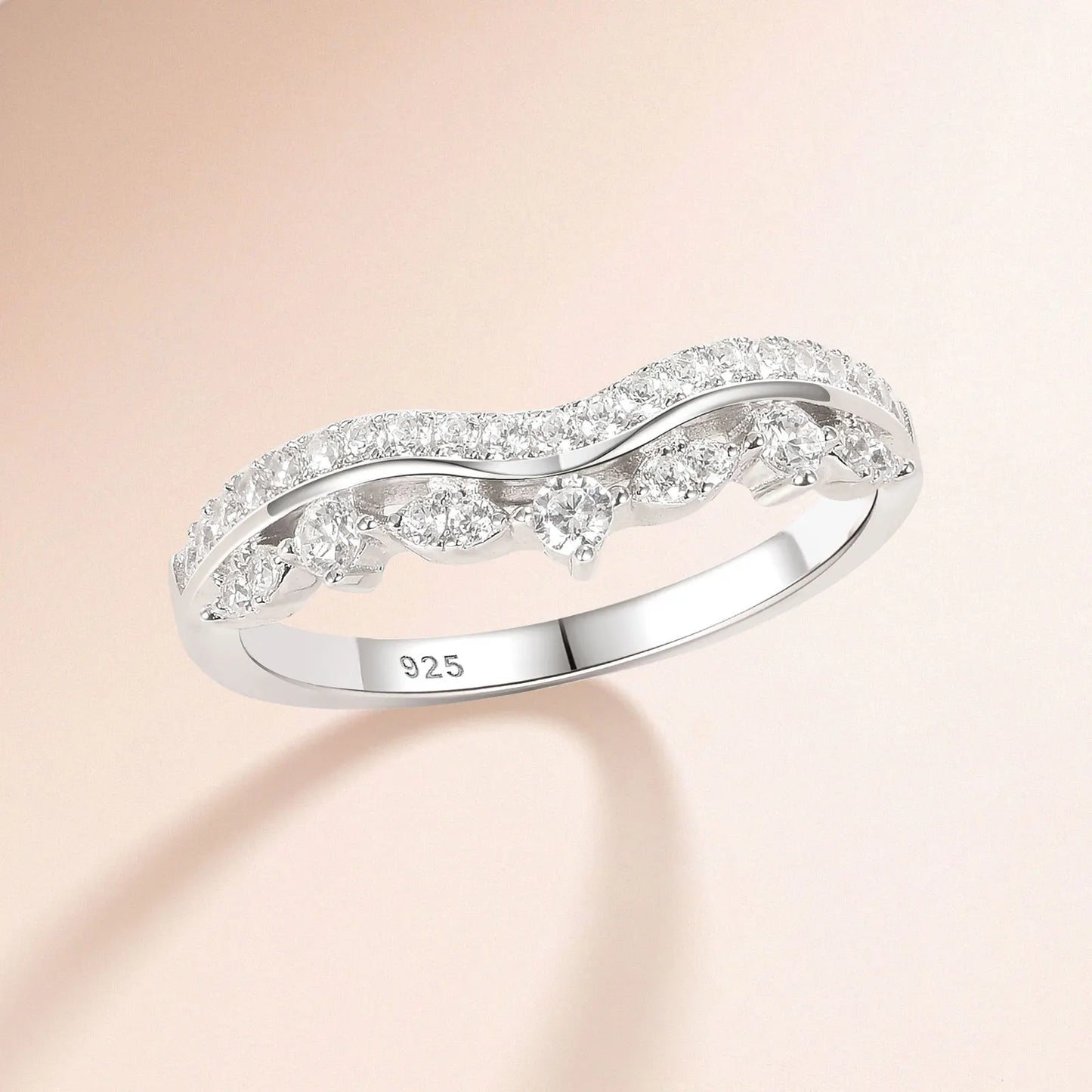 Newshe Ehering aus 925er-Sterlingsilber für Damen, halbe Ewigkeit, AAAAA-Ringe mit kubischem Zirkon, Ausverkauf