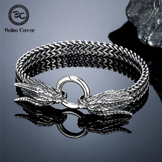 Vintage Drachenfamilie Drachenkopf Armbänder Herren Punk Edelstahl Kubanische Kette Biker Armband Ethnischer Charme Männlicher Schmuck Geschenk