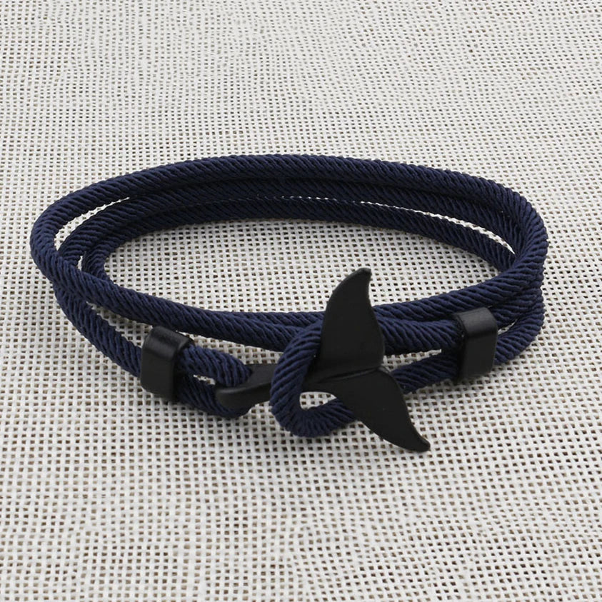 Männlich Multilayer 4mm Milan Seil Viking Armband Charme Whale Tail Armbänder Für Männer Armband Trendy Ozean Tier Fischschwanz schmuck