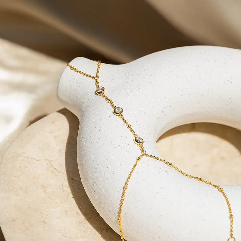 LATS Neues Böhmen-Kristall-Armband für Frauen, einfache dünne Kette, Finger-Hand-Schmuck, Accessoires, Geschenk