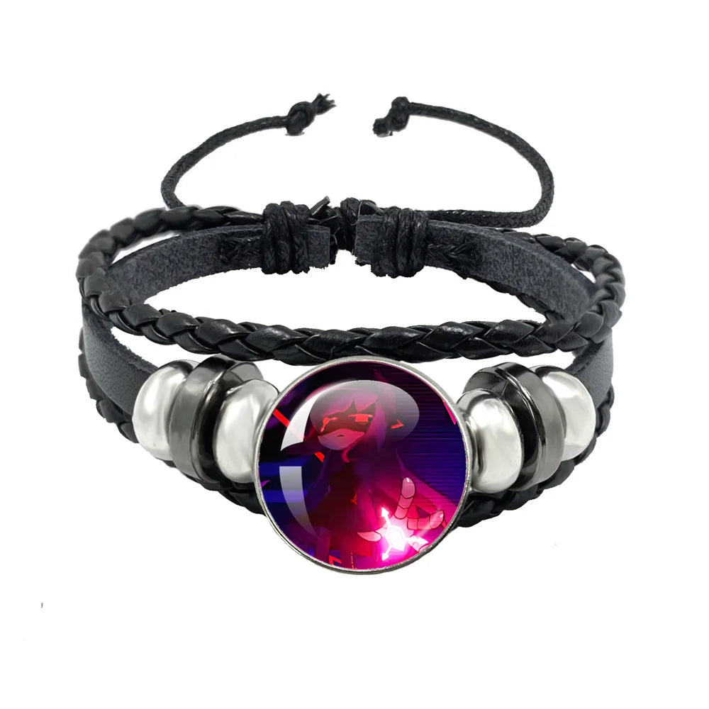 Murder Drone Uzi x N Cartoon Cabochon V Fan Art Armbänder Kunst verstellbares Lederseil Armband Armreifen handgefertigte Schmuckgeschenke
