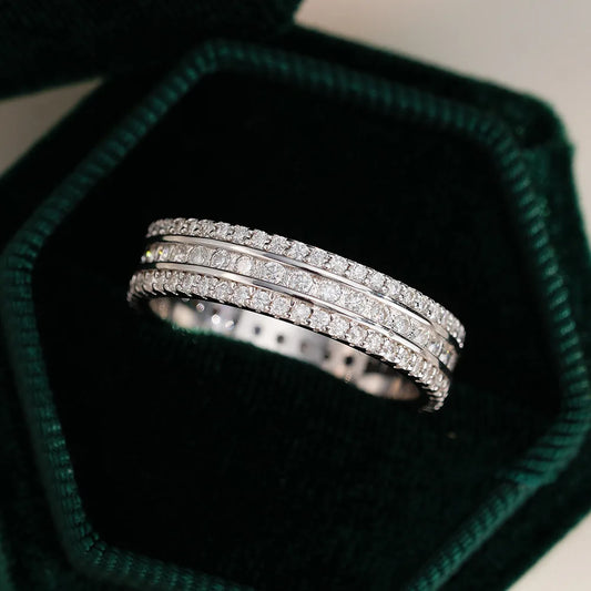 Ring aus 925er-Sterlingsilber mit Rundschliff, Moissanit, weiße Farbe, Eheringe für Damen