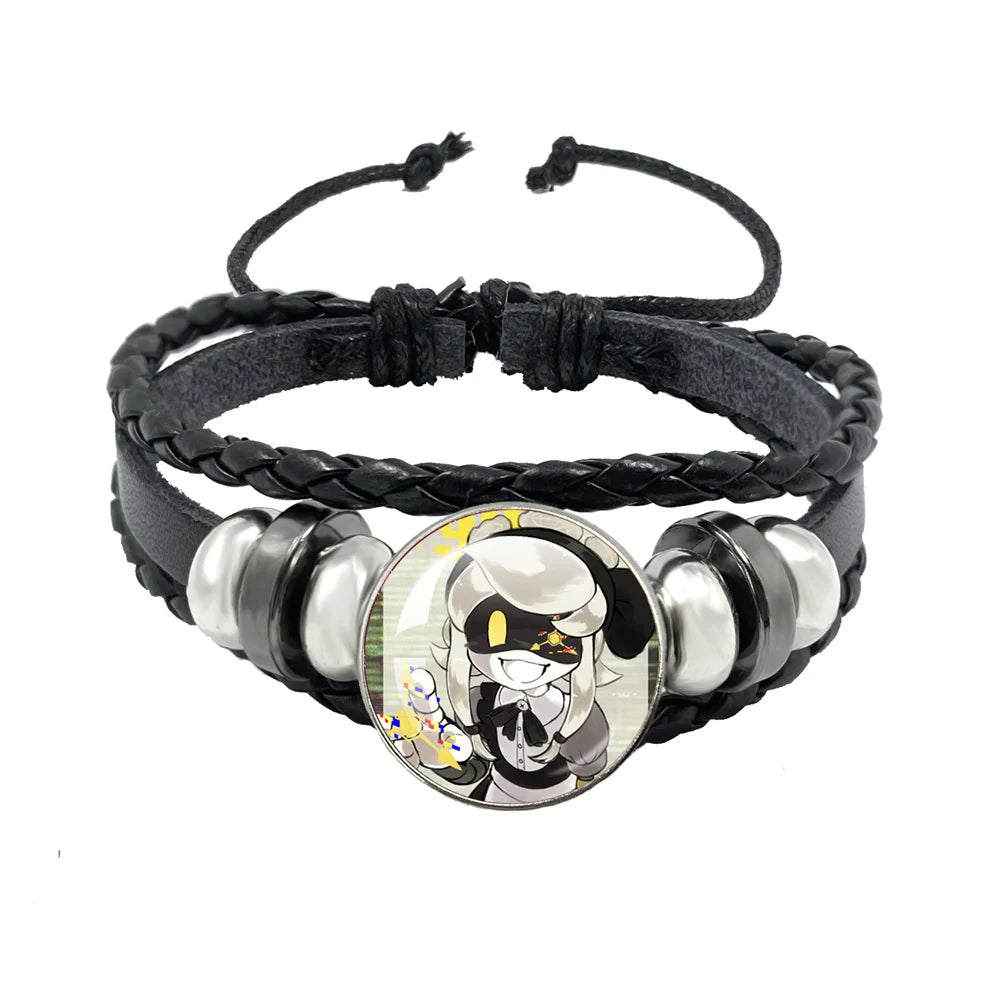 Murder Drone Uzi x N Cartoon Cabochon V Fan Art Armbänder Kunst verstellbares Lederseil Armband Armreifen handgefertigte Schmuckgeschenke