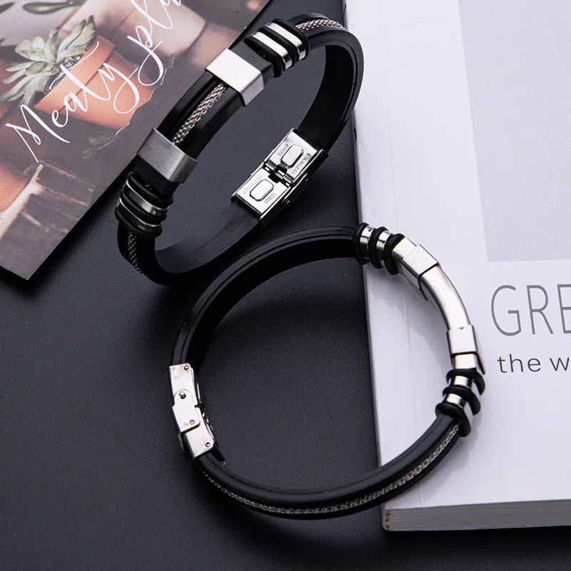 Edelstahl Armband Männer schwarz Armband Armreifen Schmuck Zubehör Geschenk Armbänder Frauen lässig Punk Armband Armreif