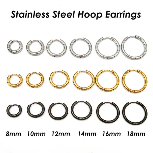 20 Stück Edelstahl-Creolen für Damen und Herren, Huggie-Ohrringe, goldfarben, minimalistische Huggie-Ohrring-Creolen
